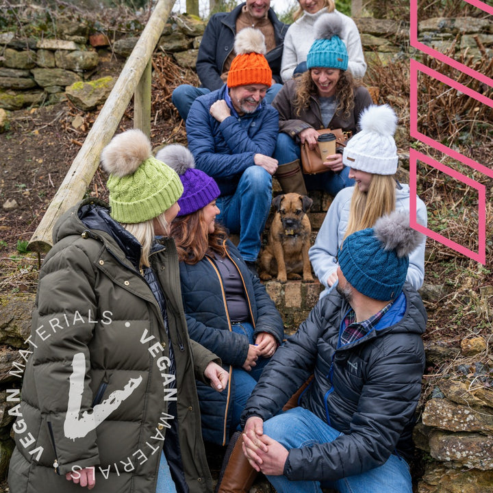 Sabbot Linda Cable Knit Faux Fur Bobble Hat Cobalt