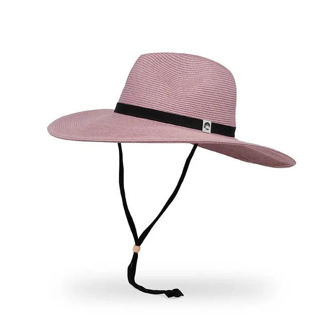Sojourn Straw Wide Brim Sun Hat From Sunday Afternoons in Dusty Pink