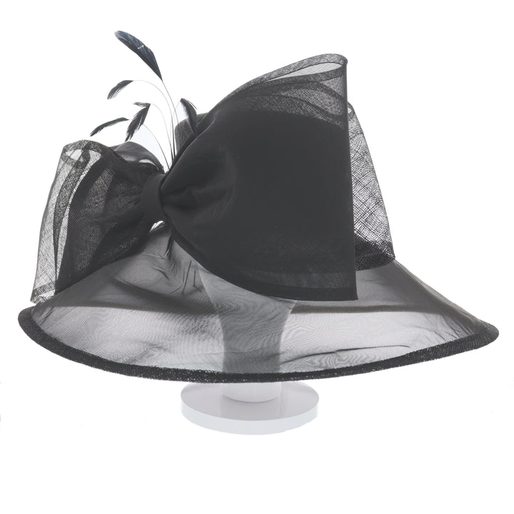 Black Large Down Brim Sinamay Wedding Hat, from Maddox