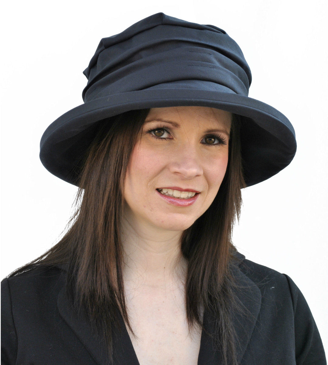 Whiteley Annabel Ladies Wax Cloche Hat In Navy