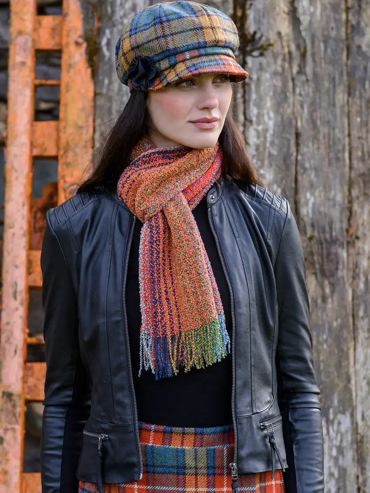 Orange Paid 100% Wool Ladies Bakerboy Cap