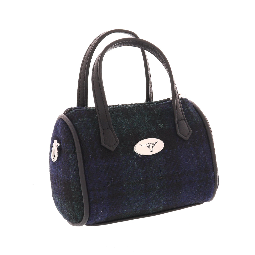 Glen Appin Harris Tweed Lossie Tiny Bowling Bag Black Watch Tartan