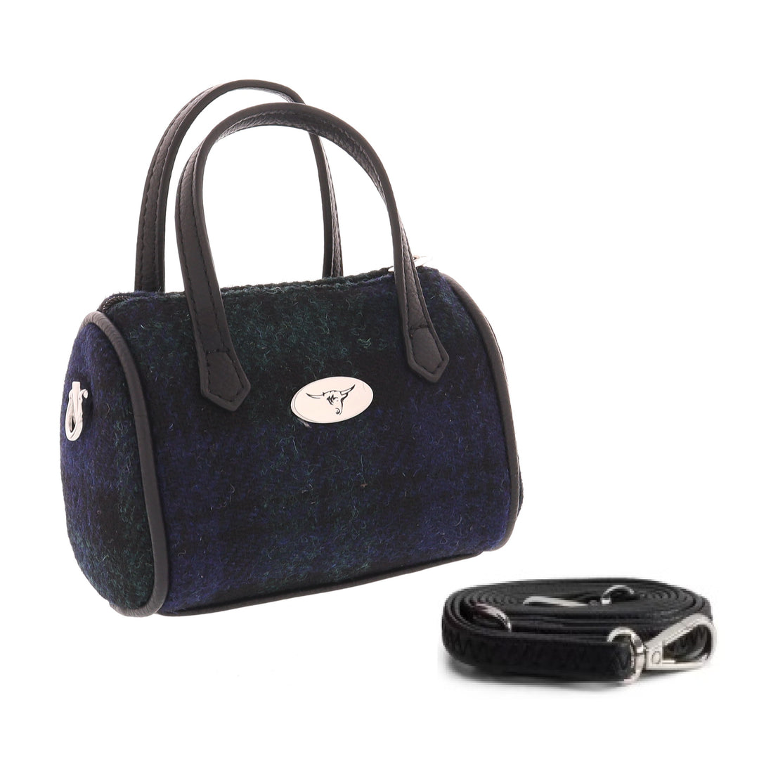 Glen Appin Harris Tweed Lossie Tiny Bowling Bag Black Watch Tartan