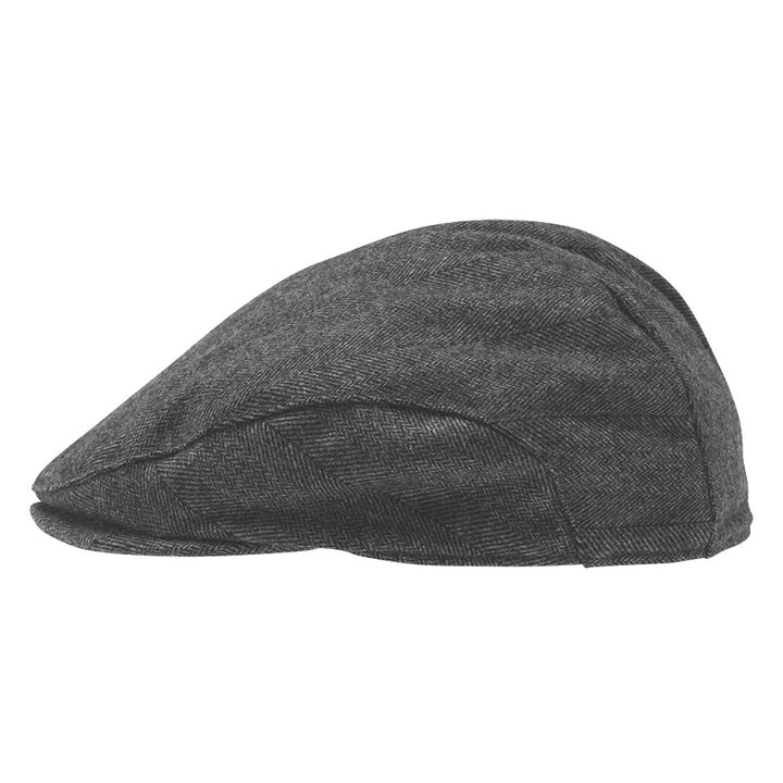 Bugatti Herringbone Flat Cap Charcoal