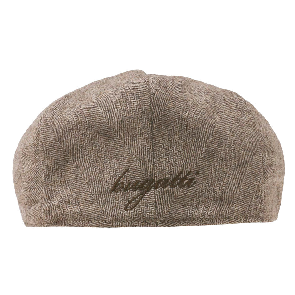 Bugatti Herringbone Flat Cap Brown