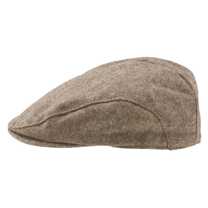 Bugatti Herringbone Flat Cap Brown