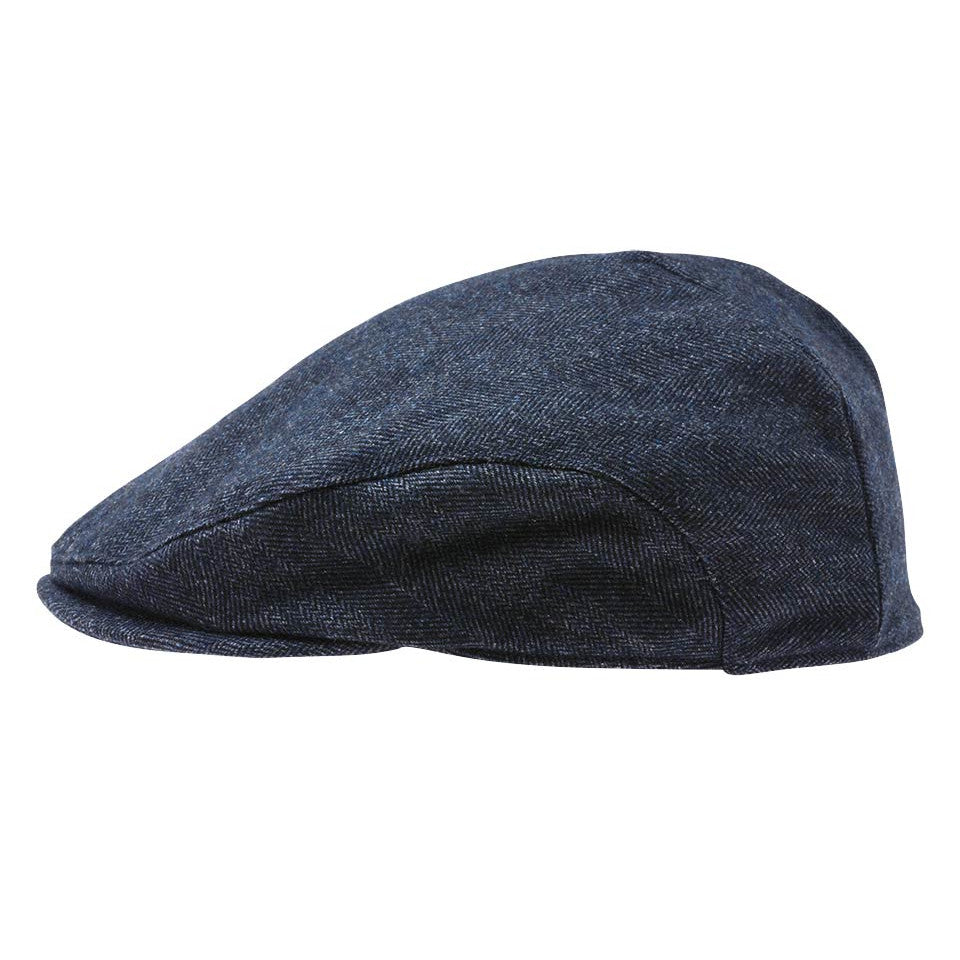 Bugatti Herringbone Flat Cap Navy