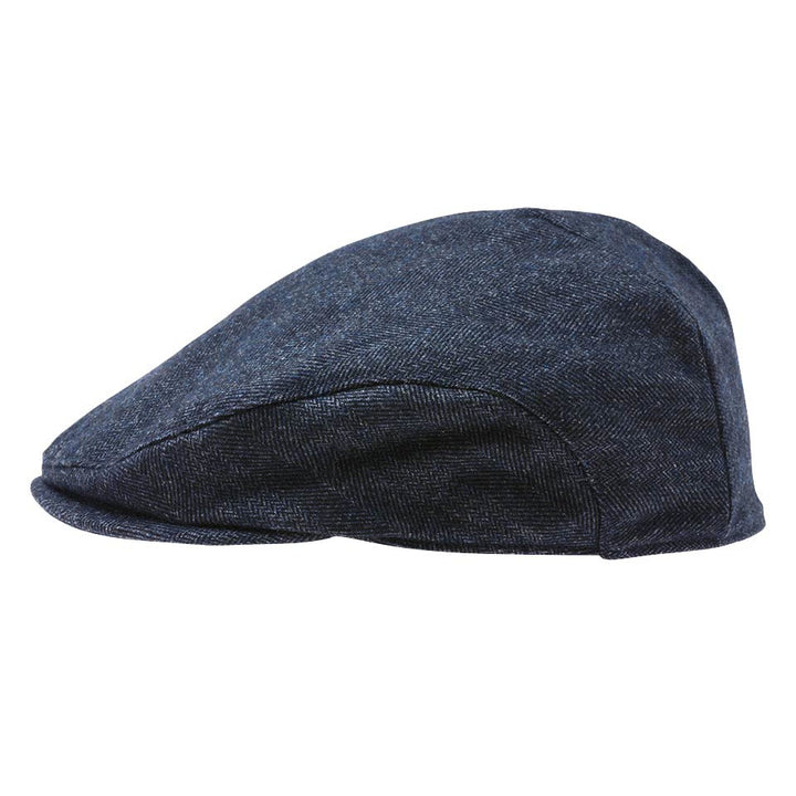 Bugatti Herringbone Flat Cap Navy