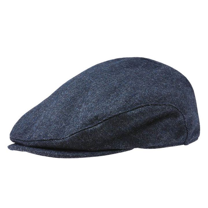 Bugatti Herringbone Flat Cap Navy