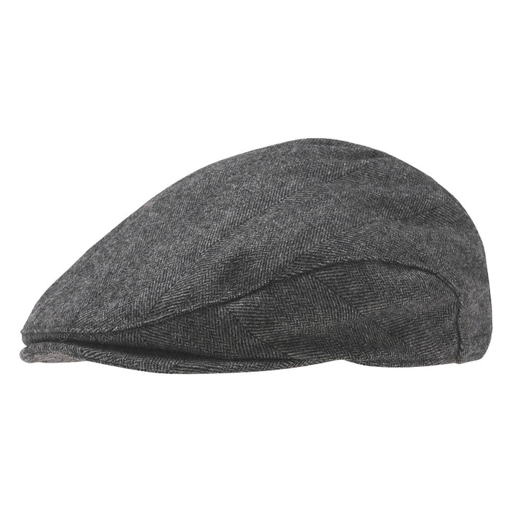 Bugatti Herringbone Flat Cap Charcoal