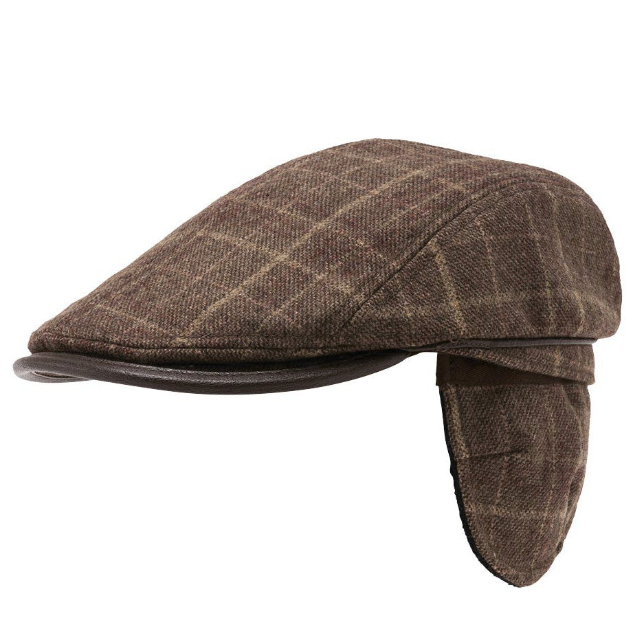 Bugatti Wool Earflap Cap Brown Check