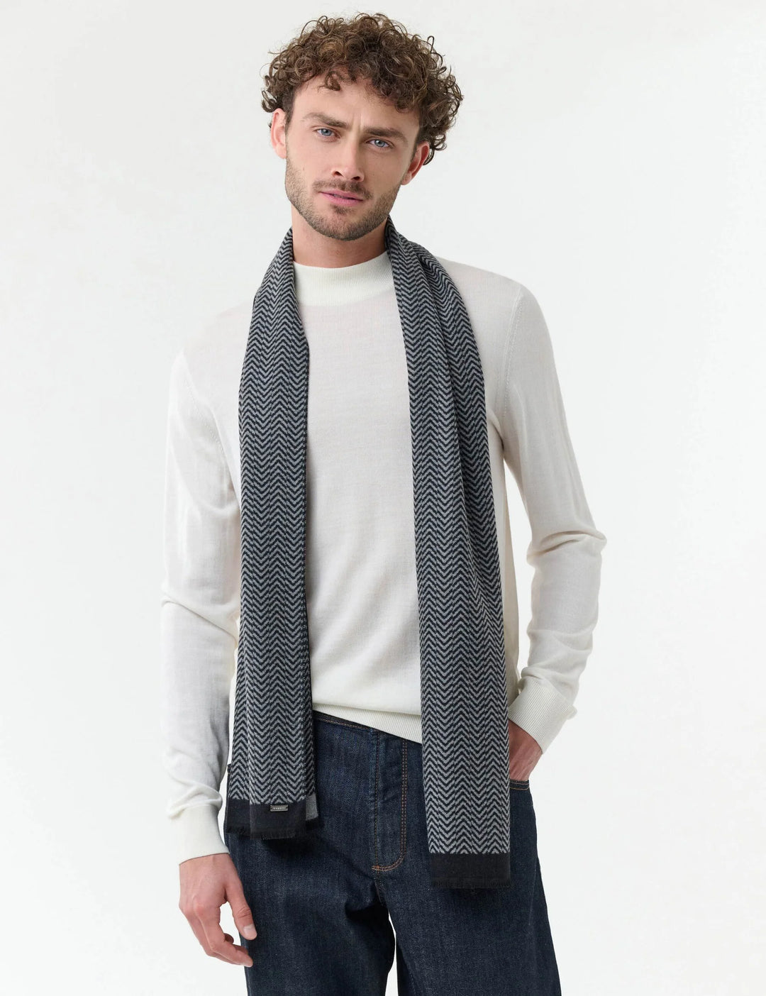 Bugatti Geometric Scarf Navy