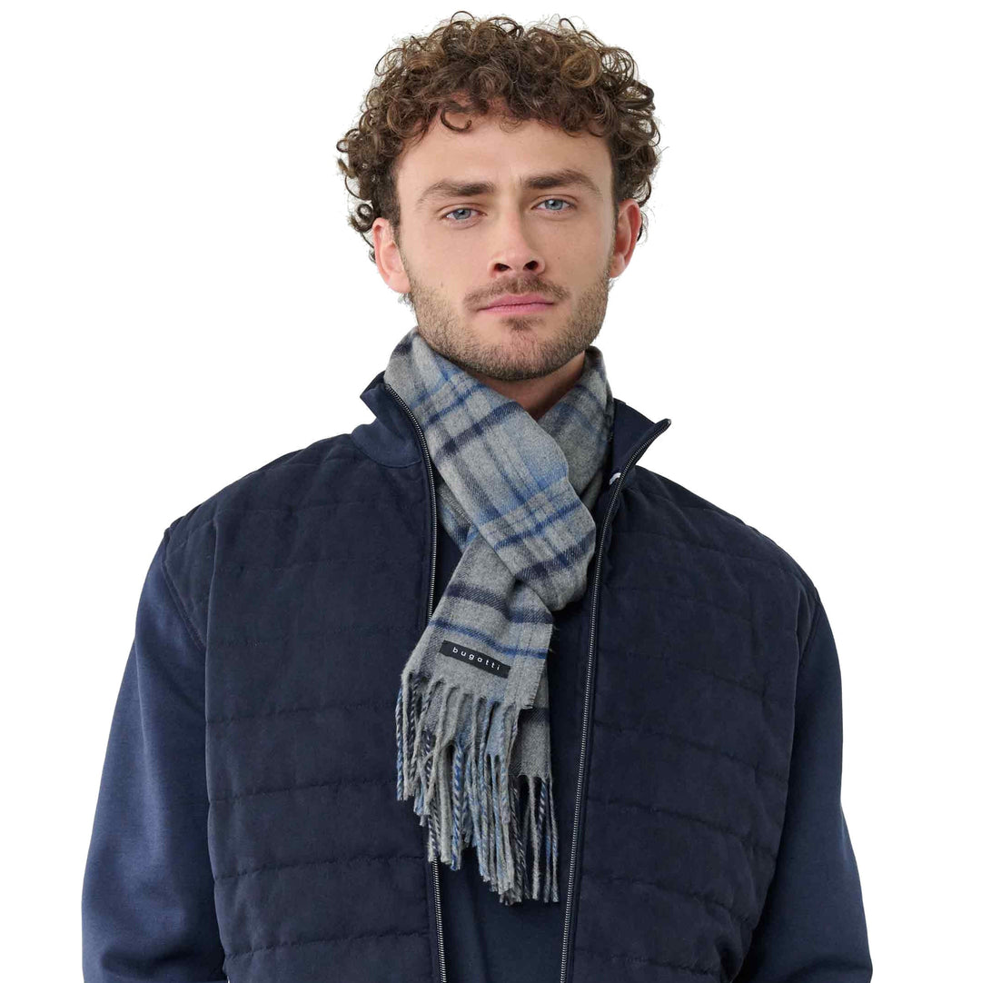 Bugatti Check Scarf Blue