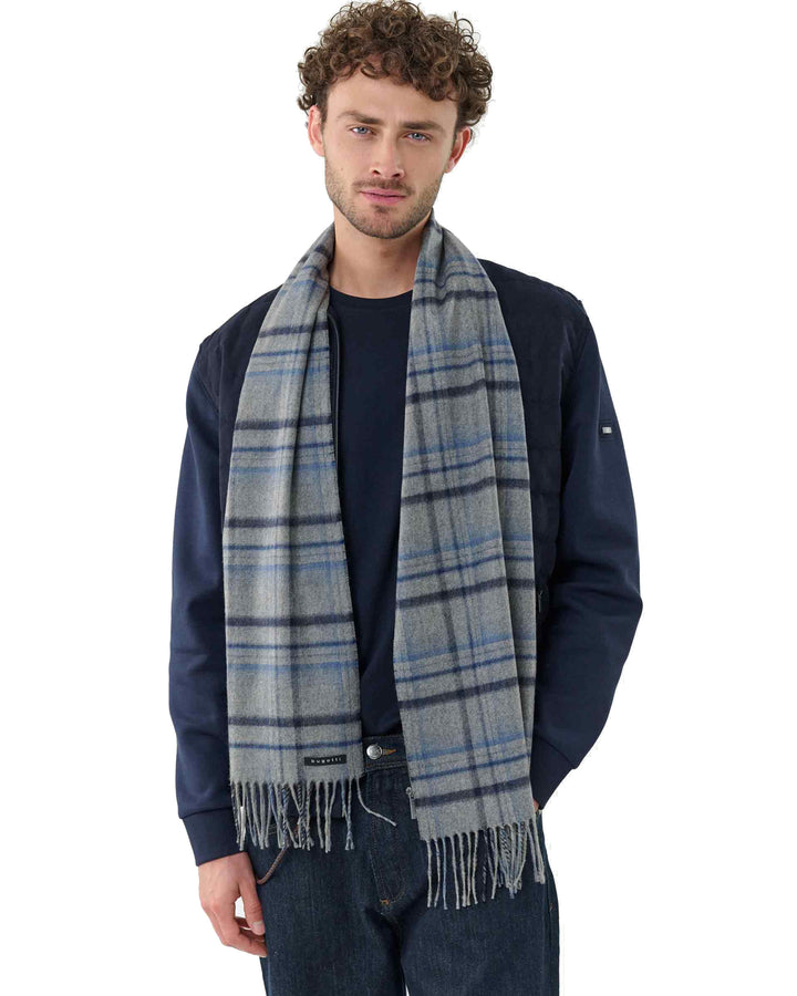 Bugatti Check Scarf Blue