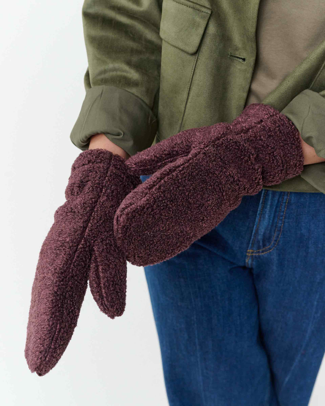 Loevenich Teddy Fleece Mittens Wine