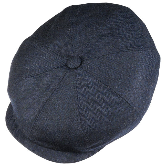 Stetson Wool/Silk/Cashmere Hatteras Bakerboy Cap Navy Blue Herringbone