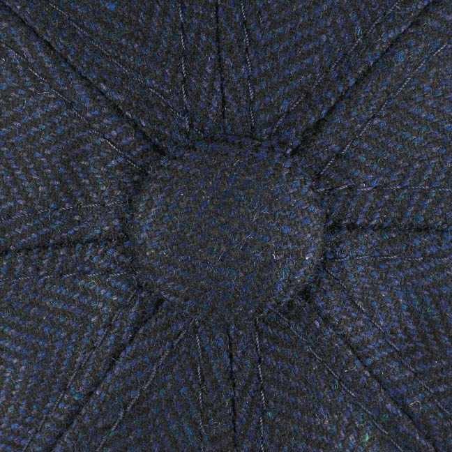 Stetson Wool/Silk/Cashmere Hatteras Bakerboy Cap Navy Blue Herringbone