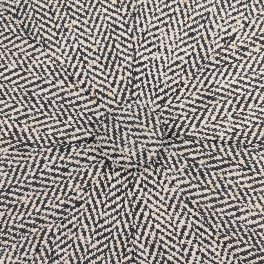 Stetson 100% Silk Hatteras Bakerboy Cap In Black & White Herringbone