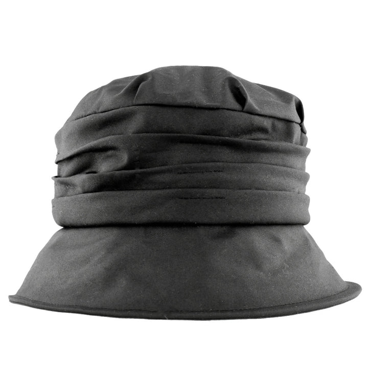 Failsworth Ladies Waxed Bucket Hat With Ruched Crown Black