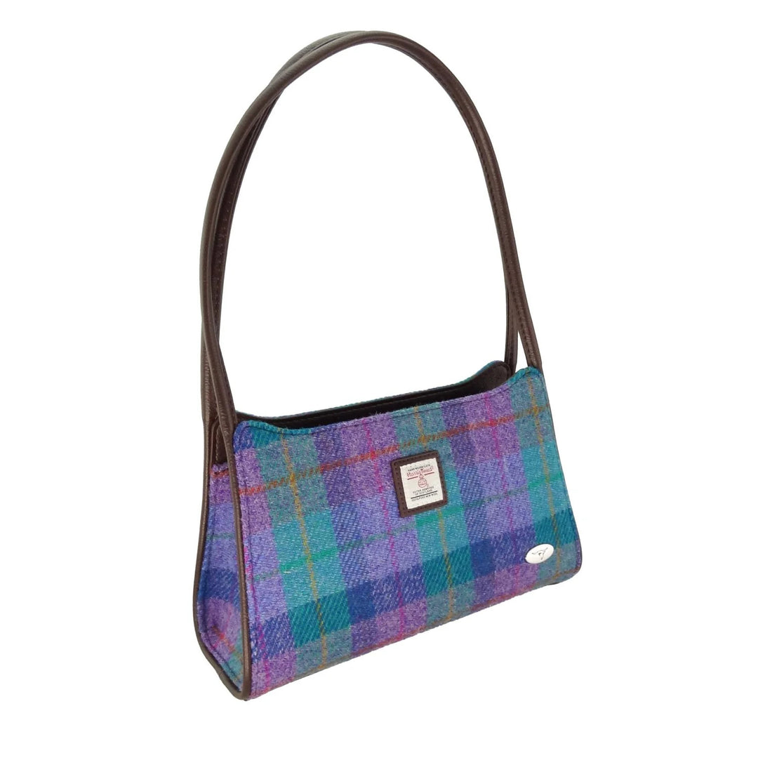Glen Appin Harris Tweed Fiddich Shoulder Handbag Turquoise Check
