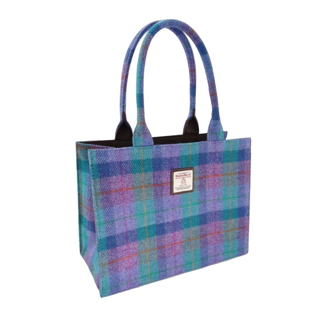 Glen Appin Harris Tweed Glencoe Shopper Tote Bag in Turquoise Check