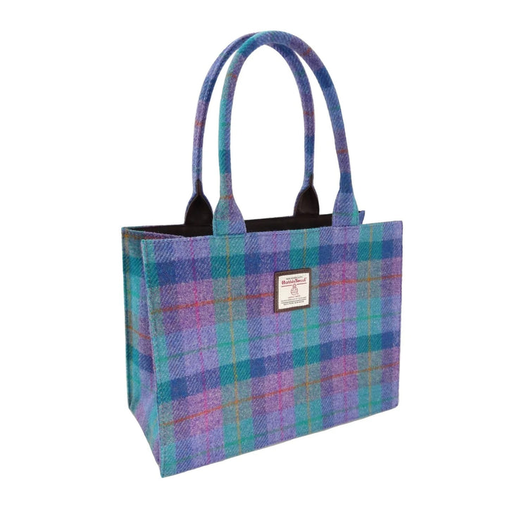 Glen Appin Harris Tweed Glencoe Shopper Tote Bag in Turquoise Check