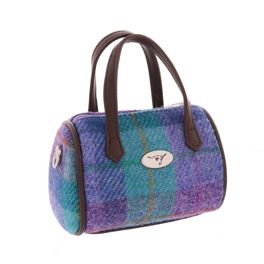 Glen Appin Harris Tweed Lossie Tiny Bowling Bag Turquoise Check