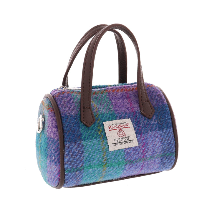 Glen Appin Harris Tweed Lossie Tiny Bowling Bag Turquoise Check