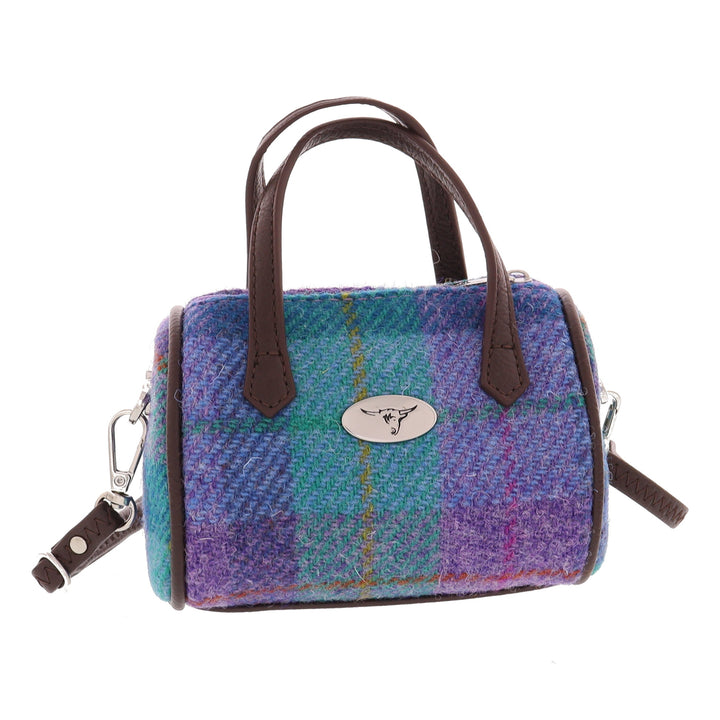 Glen Appin Harris Tweed Lossie Tiny Bowling Bag Turquoise Check