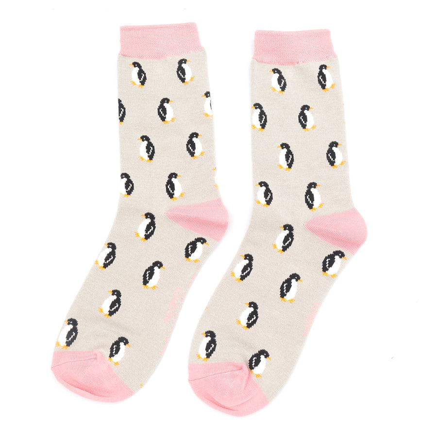 Miss Sparrow Bamboo Little Penguin Socks (Silver)