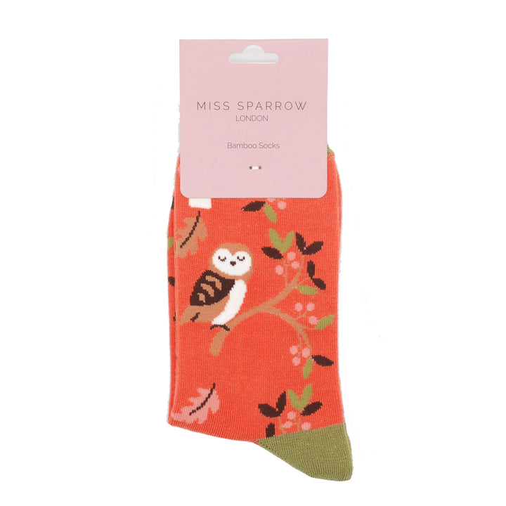 Miss Sparrow Bamboo Woodland Socks (Burnt Orange)
