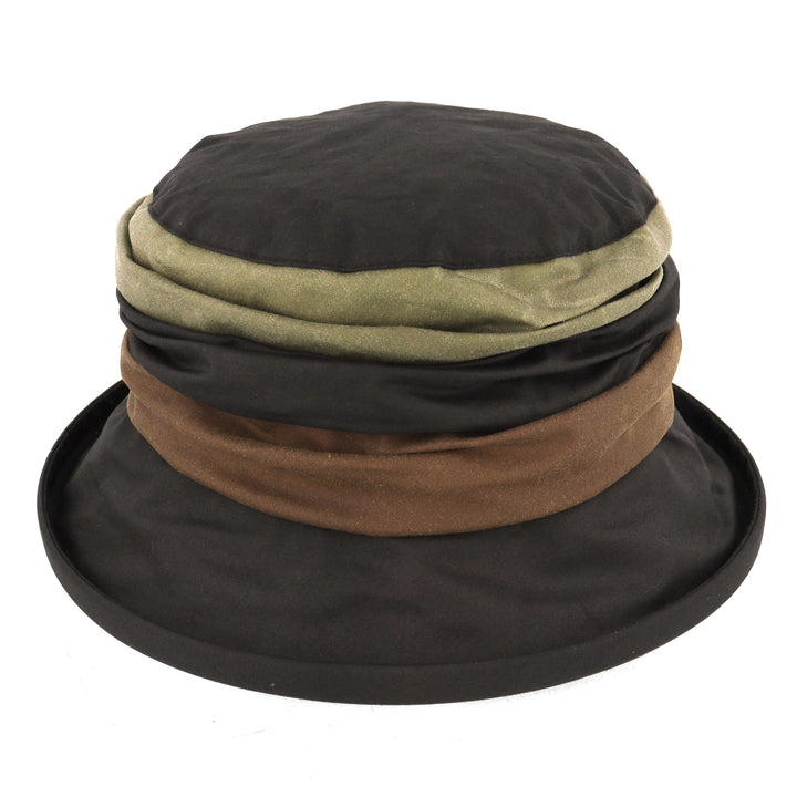 Women's Waxed Cotton Cloche With Ruched Crown Black