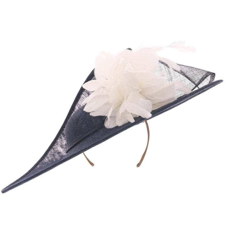 Navy/White Large 50cm Disc Headband Fascinator (9716)