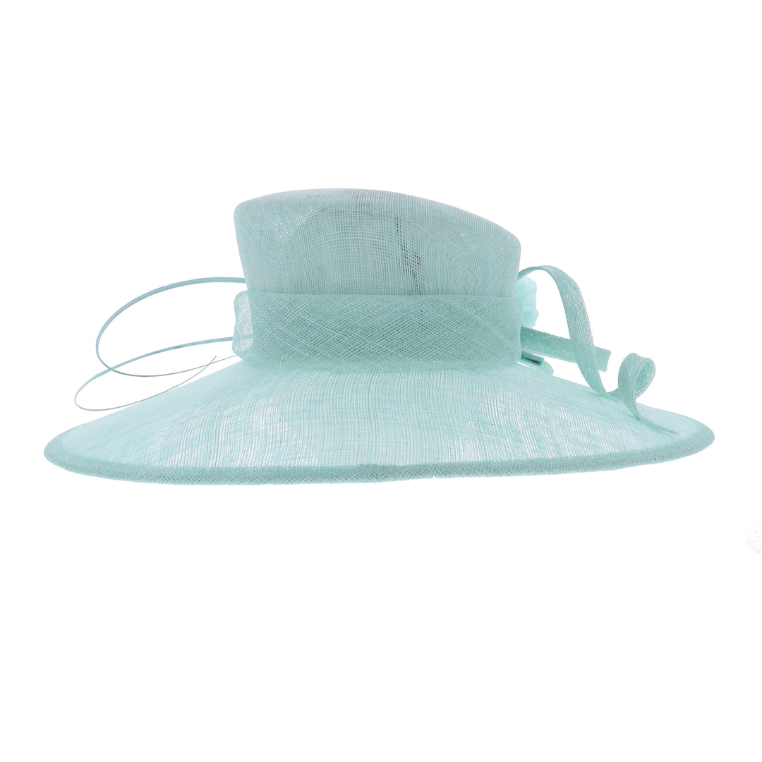 Aqua Wide Brim Sinamay Wedding Hat