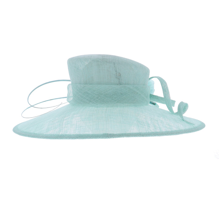 Aqua Wide Brim Sinamay Wedding Hat