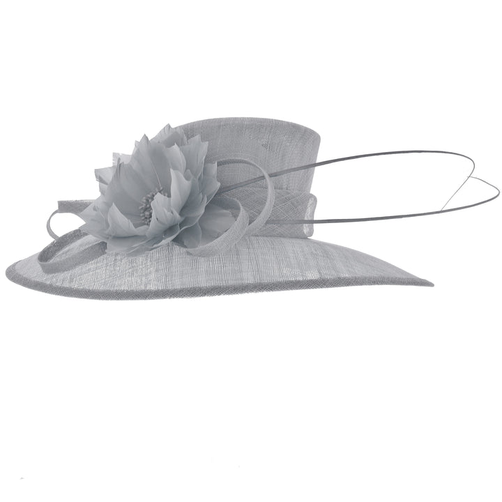 Steel Grey Wide Brim Sinamay Wedding Hat
