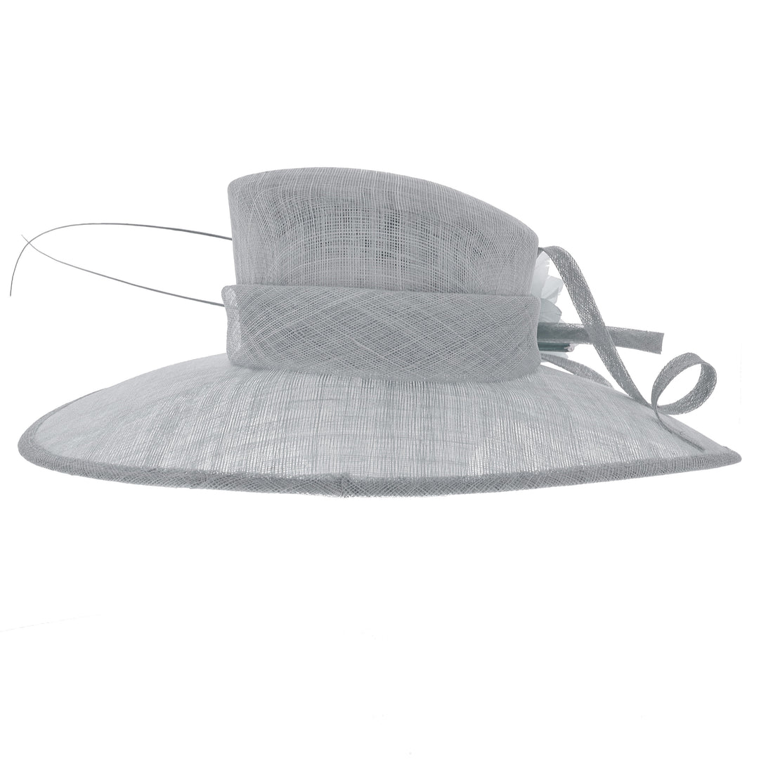 Steel Grey Wide Brim Sinamay Wedding Hat