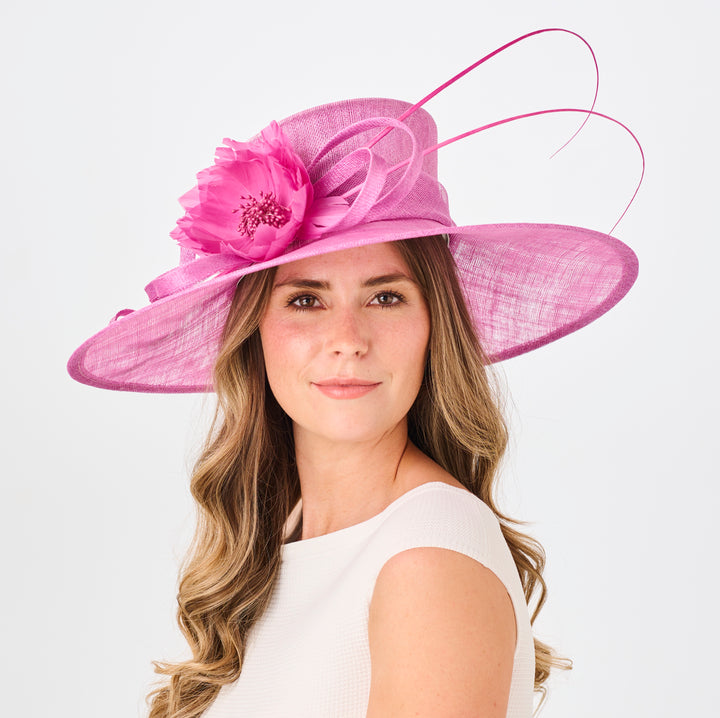 Cornflower Wide Brim Sinamay Wedding Hat