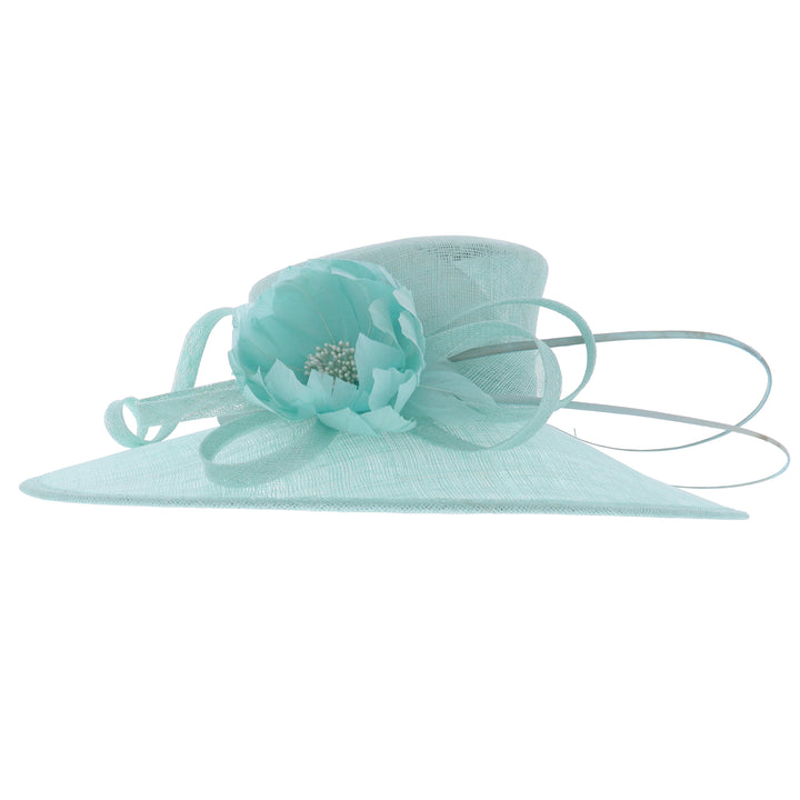Aqua Wide Brim Sinamay Wedding Hat