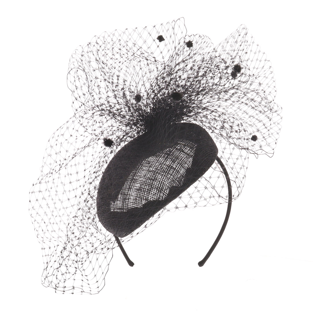 Black Pillbox Headband Fascinator (9905)