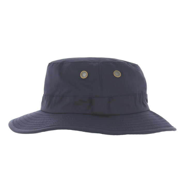 Wax Cotton Fisherman Bucket Hat In Navy