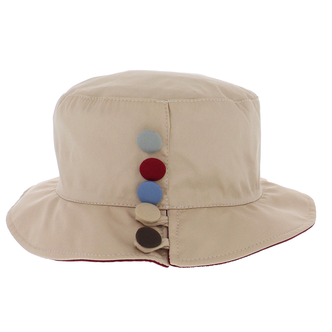 Barton Button Bucket Hat in Beige