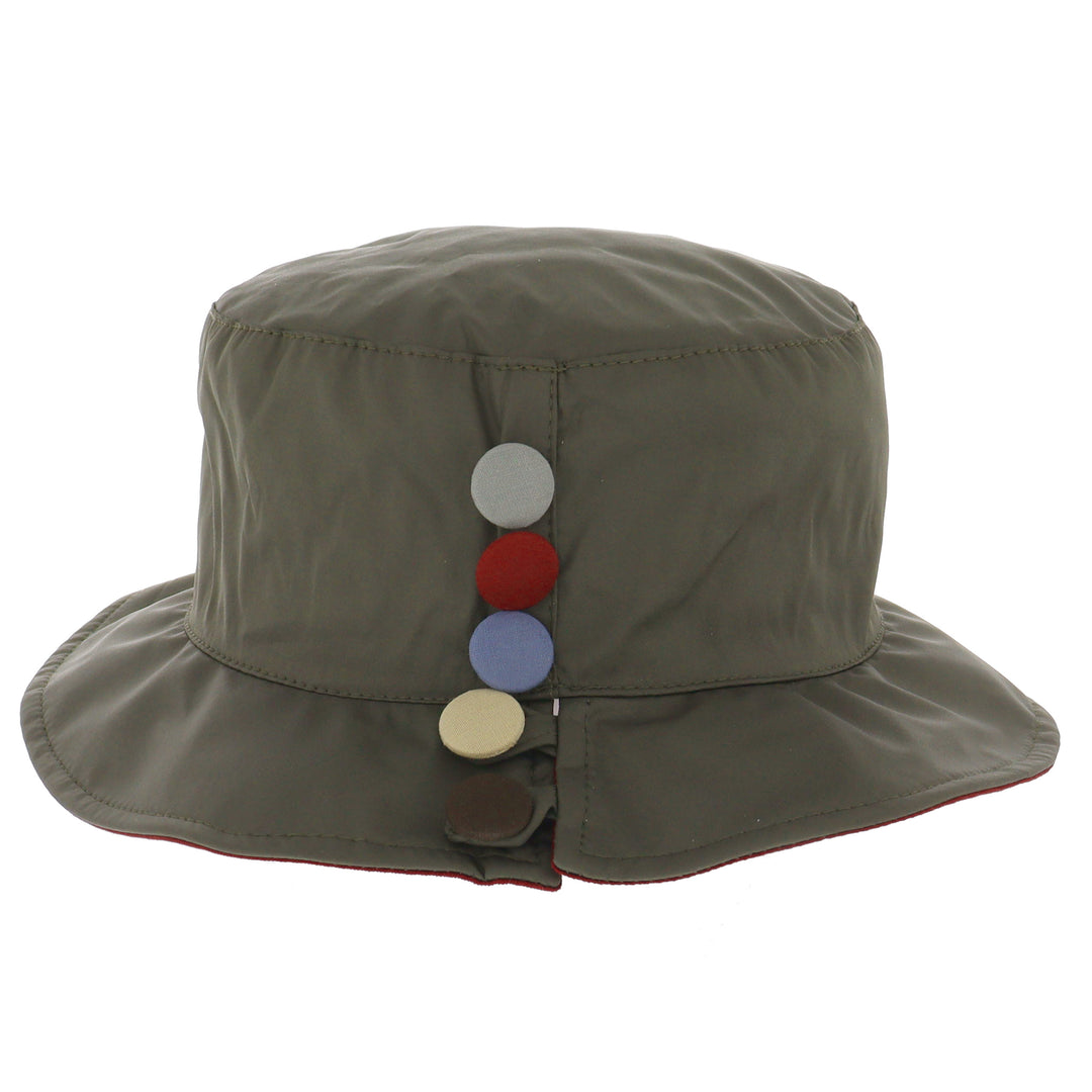 Barton Button Bucket Hat in Olive
