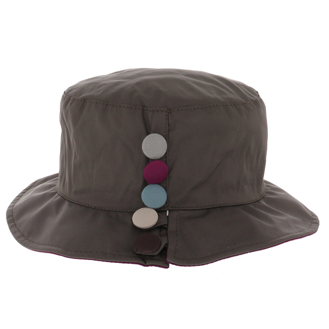 Barton Button Bucket Hat in Brown