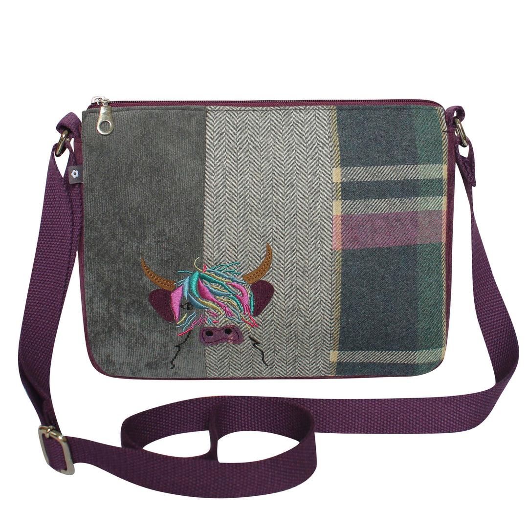 Applique Highland Cow Crossbody Messenger Bag by Earth Squared