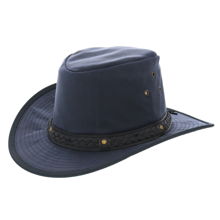 Waxed Cotton Fedora Aussie Style Bush Hat in Navy
