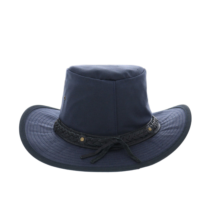 Waxed Cotton Fedora Aussie Style Bush Hat in Navy