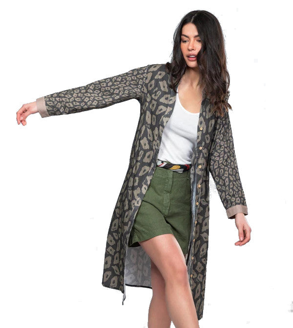 Anekke Leopard Print Long Shirt Dress