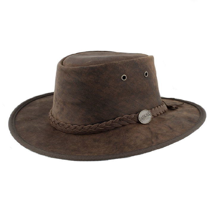 Barmah Foldaway Aussie Bronco Leather Hat 1060 In Brown