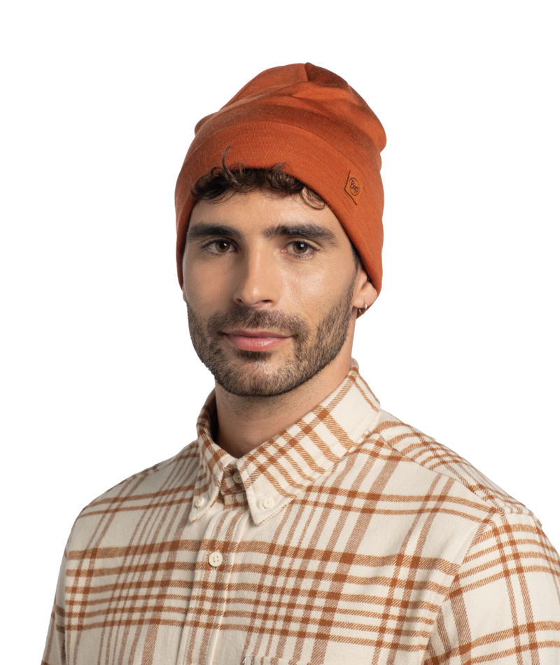 Buff Merino Heavyweight Beanie Hat in Cinnamon